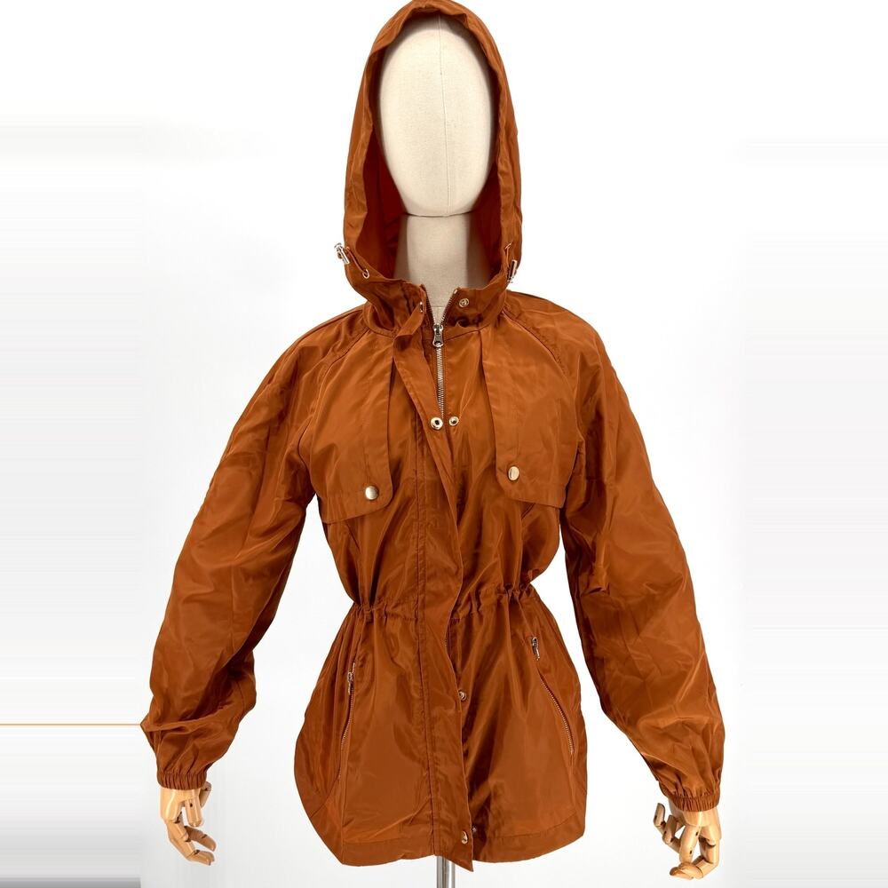 Mine Los Angeles Burnt Orange Hooded Drawstring Anorak Windbreaker